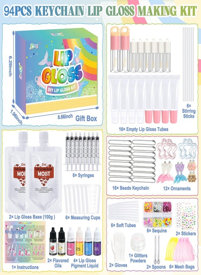 Jcoos Make Your Own Lip Gloss Kit, JCOOS Lip Gloss Making Kit, 94PCS Fun Keychain DIY Lipgloss Sets for Girls, Flavored Moisturizing Glitter Lip Kit, Kids Lip Gloss, Tween Girls Trendy Stuff Christmas Gifts - Image 2